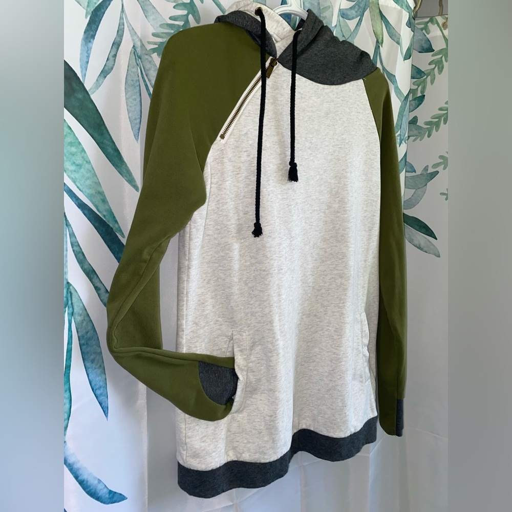 Olive Green and Cream hoodie